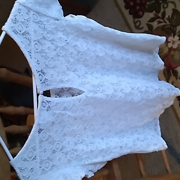 Stylus White Lace Medium Short Sleeve Top - Picture 5 of 6
